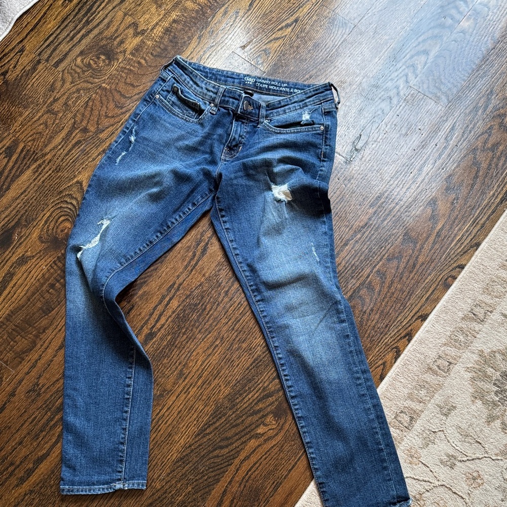 GAP Dark Blue Distressed Skinny Jeans